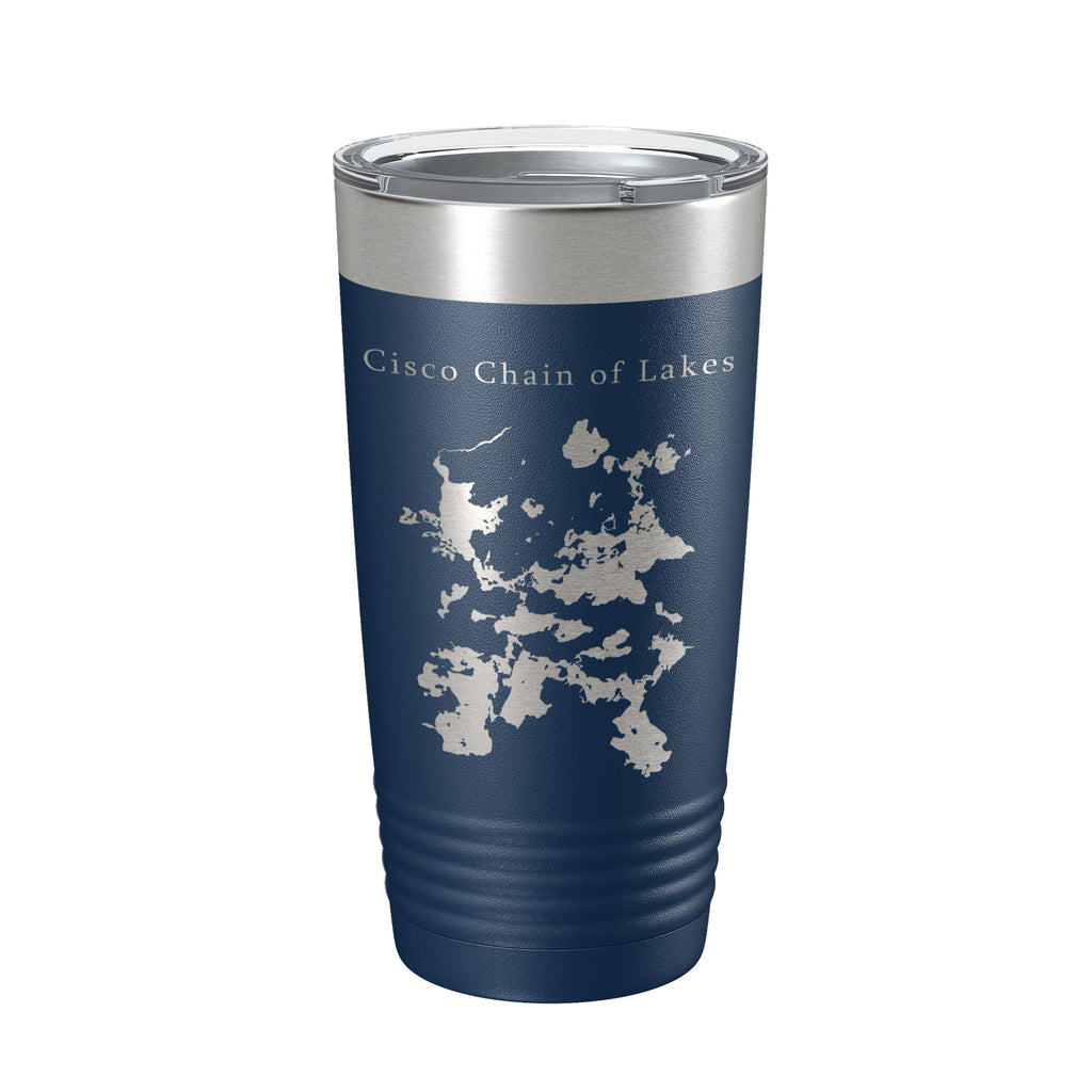 Cisco Chain of Lakes Tumbler Travel Mug Gift Insulated Laser Engraved Coffee Cup 20 oz Michigan Wisconsin