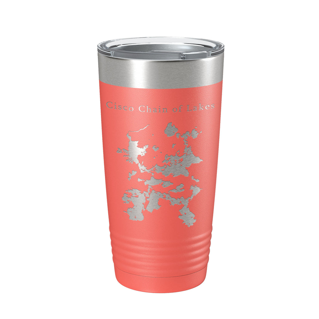 Cisco Chain of Lakes Tumbler Travel Mug Gift Insulated Laser Engraved Coffee Cup 20 oz Michigan Wisconsin