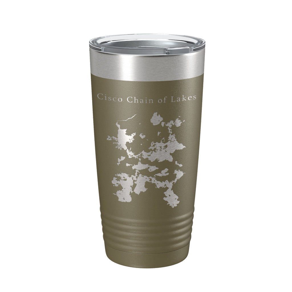Cisco Chain of Lakes Tumbler Travel Mug Gift Insulated Laser Engraved Coffee Cup 20 oz Michigan Wisconsin