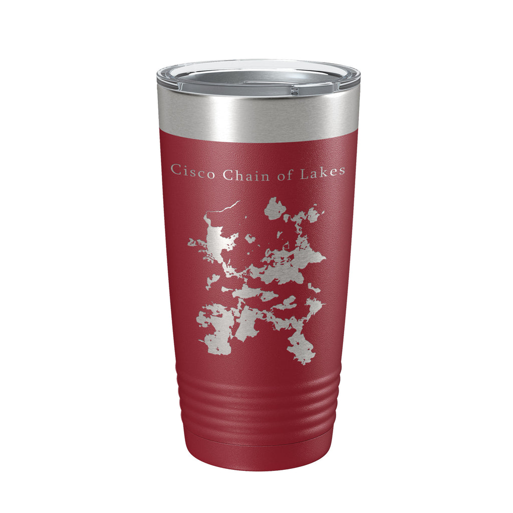 Cisco Chain of Lakes Tumbler Travel Mug Gift Insulated Laser Engraved Coffee Cup 20 oz Michigan Wisconsin