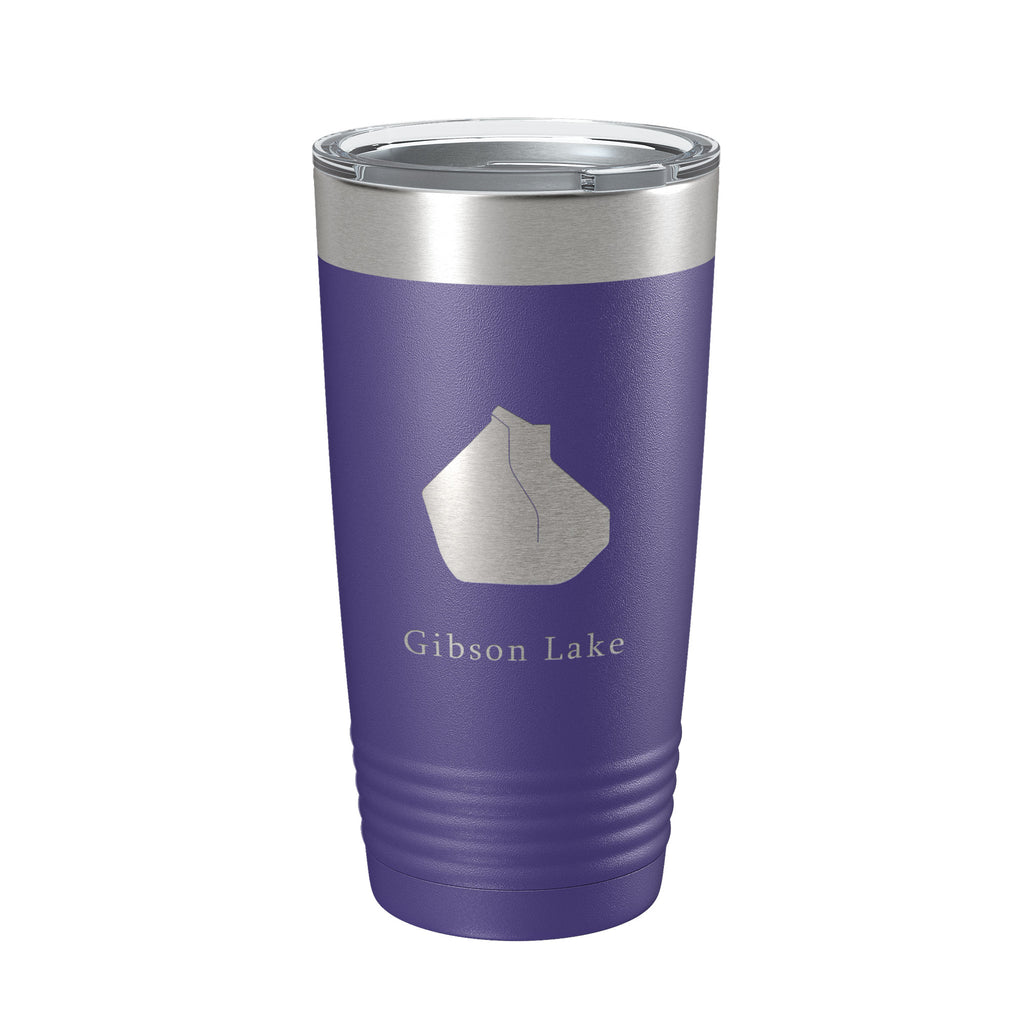 Gibson Lake Map Tumbler Travel Mug Insulated Laser Engraved Coffee Cup Indiana 20 oz
