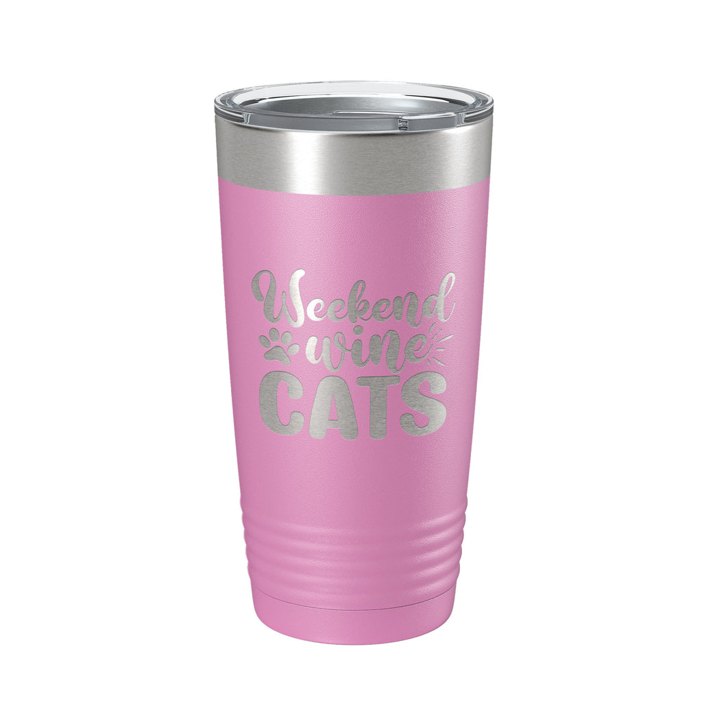 Weekend Wine Cats Tumbler Travel Mug Funny Cat Lover Gift Insulated Laser Engraved Coffee Cup 20 oz