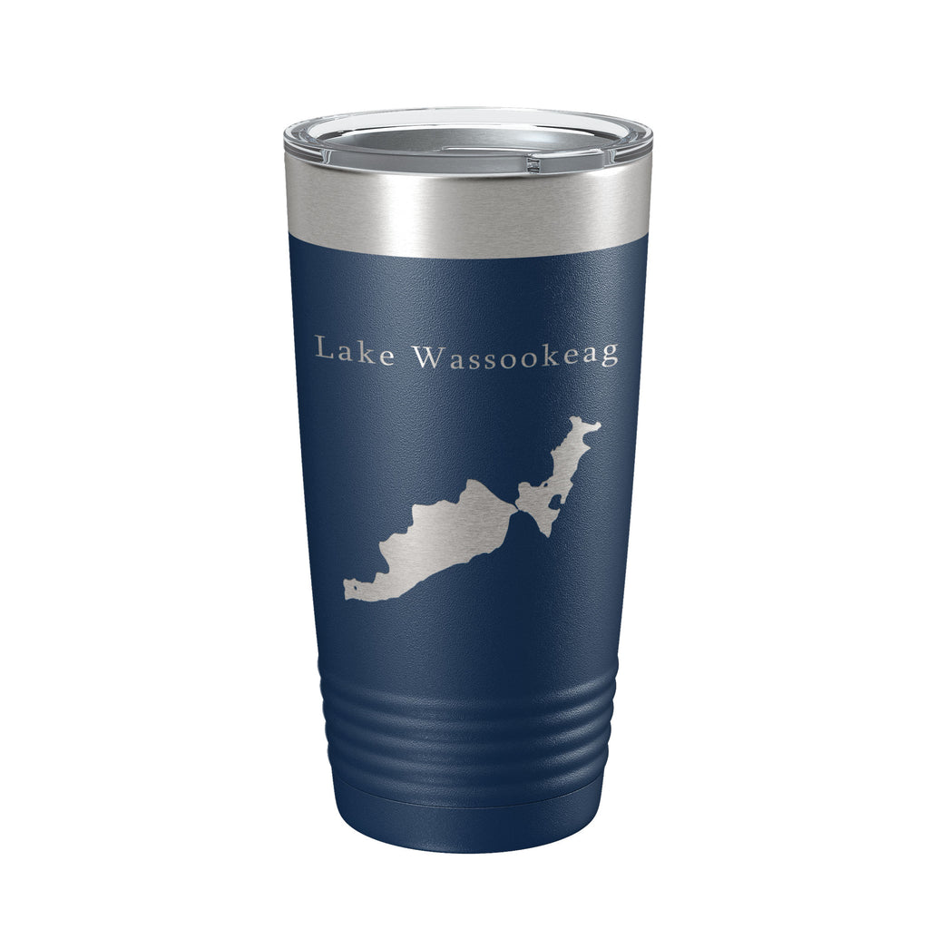 Lake Wassookeag Map Tumbler Travel Mug Insulated Laser Engraved Coffee Cup Maine 20 oz