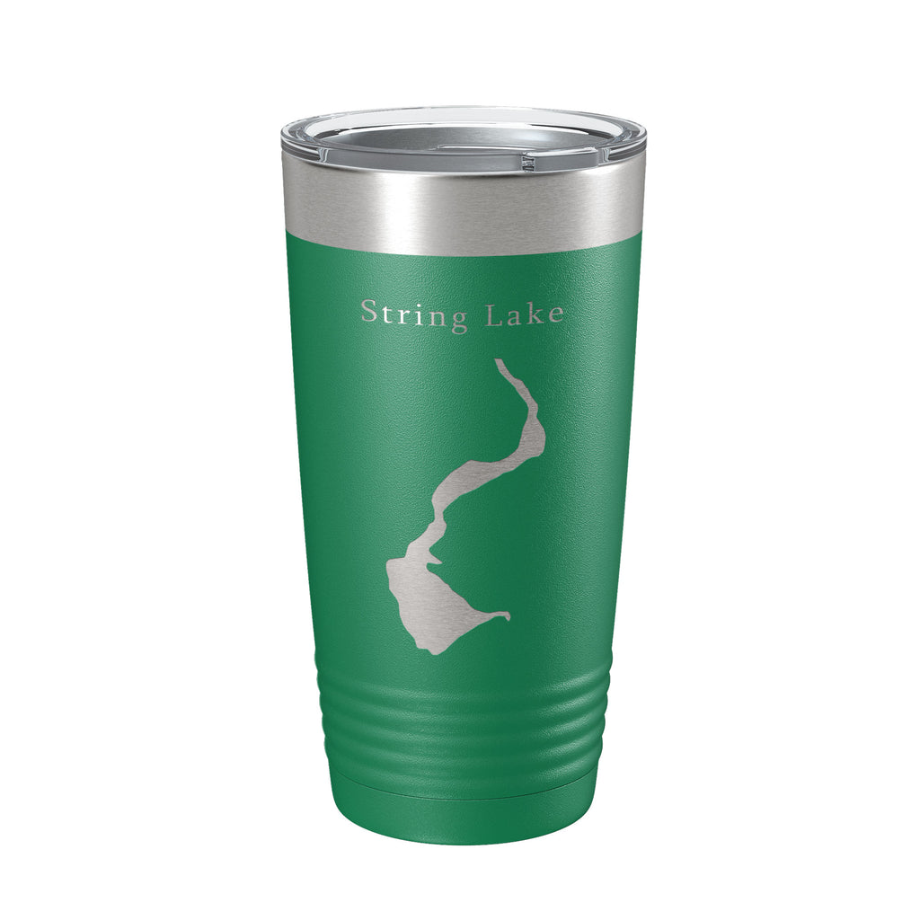 String Lake Map Tumbler Travel Mug Insulated Laser Engraved Coffee Cup Grand Teton Wyoming 20 oz