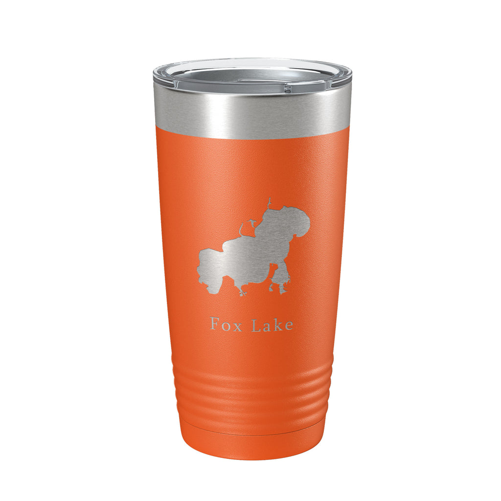 Fox Lake Map Tumbler Travel Mug Insulated Laser Engraved Coffee Cup Illinois 20 oz
