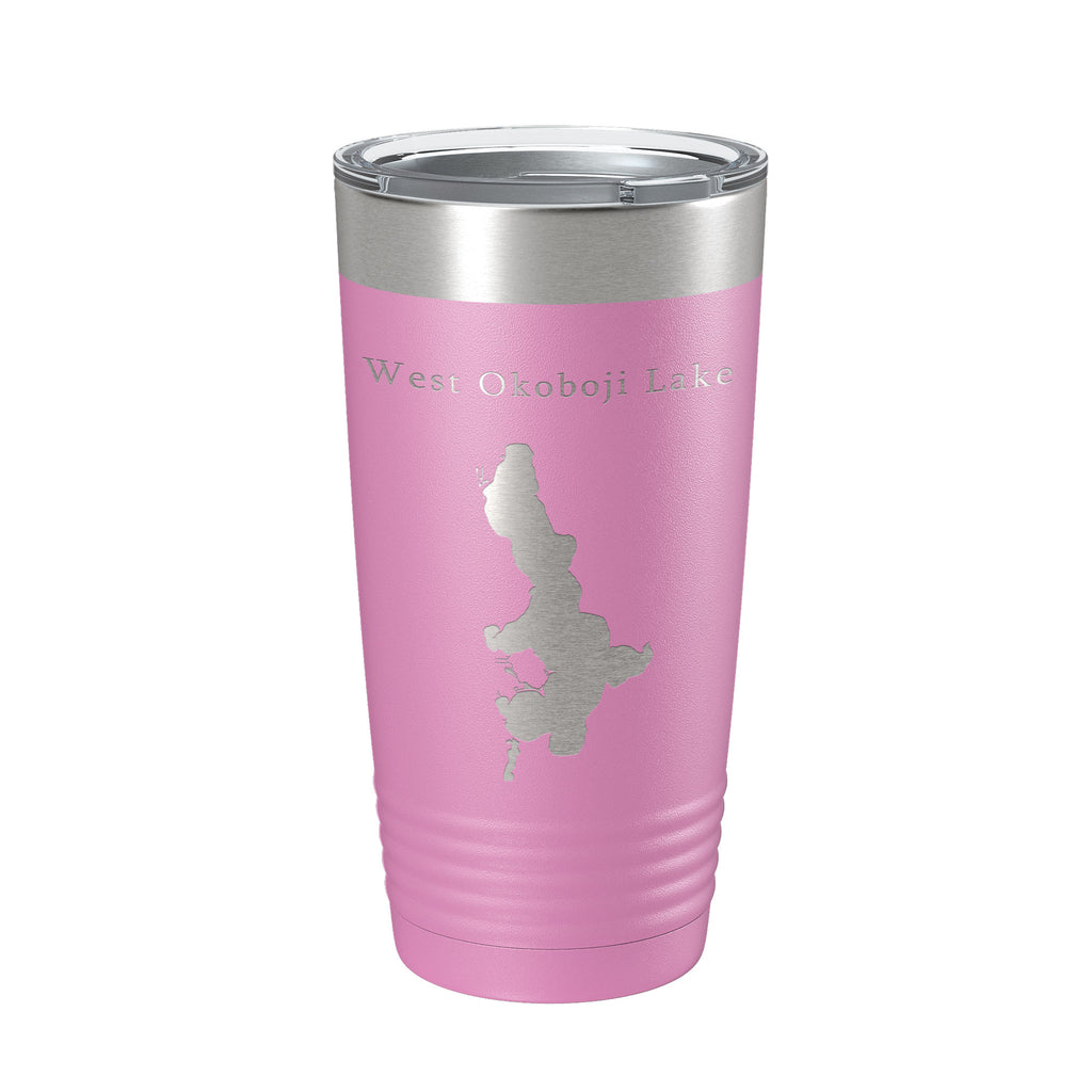 West Okoboji Lake Map Tumbler Travel Mug Insulated Laser Engraved Coffee Cup Iowa 20 oz