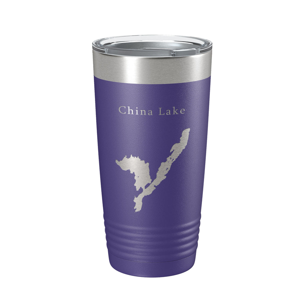 China Lake Map Tumbler Travel Mug Insulated Laser Engraved Coffee Cup Maine 20 oz