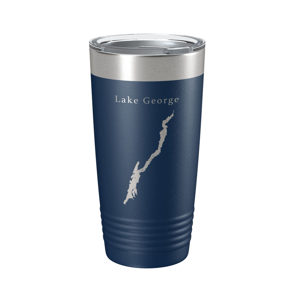 Lake George Map Tumbler Travel Mug Insulated Laser Engraved Coffee Cup New York 20 oz