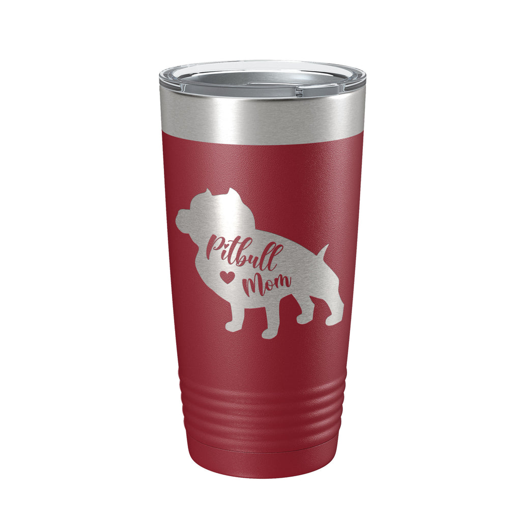 Pitbull Mom Tumbler Dog Travel Mug Gift Insulated Laser Engraved Coffee Cup Pit Bull 20 oz