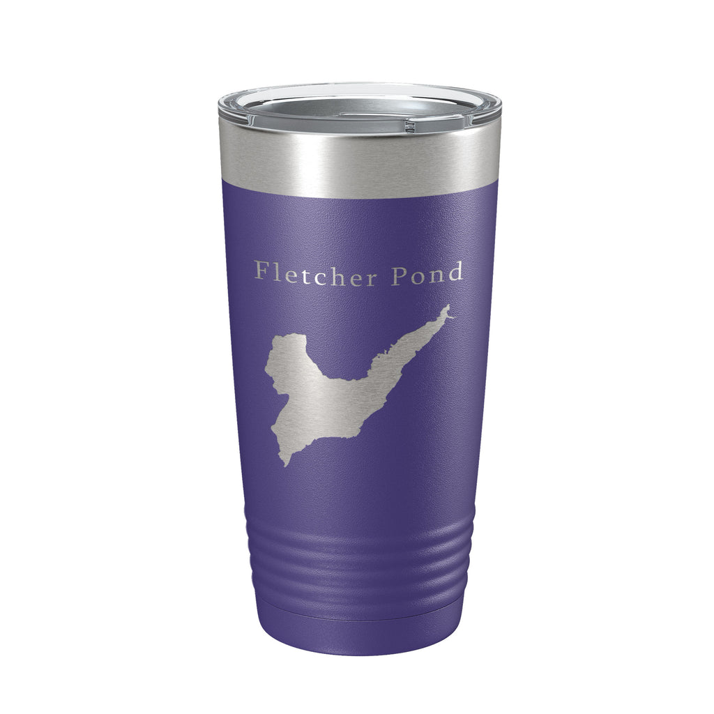 Fletcher Pond Tumbler Lake Map Travel Mug Insulated Laser Engraved Coffee Cup Michigan 20 oz
