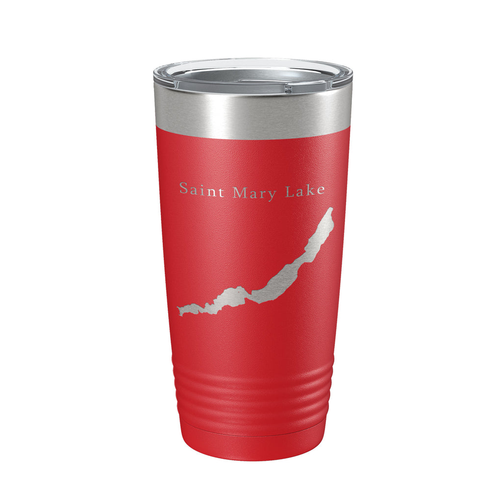 Saint Mary Lake Map Tumbler Travel Mug Insulated Laser Engraved Coffee Cup Glacier National Park Montana 20 oz
