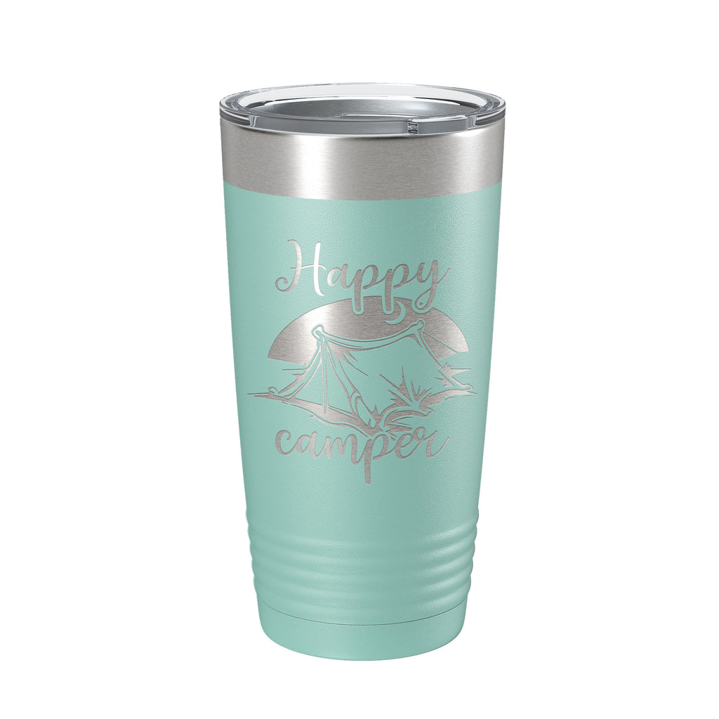 Happy Camper Tumbler Travel Mug Gift Insulated Laser Engraved Coffee Cup 20 oz