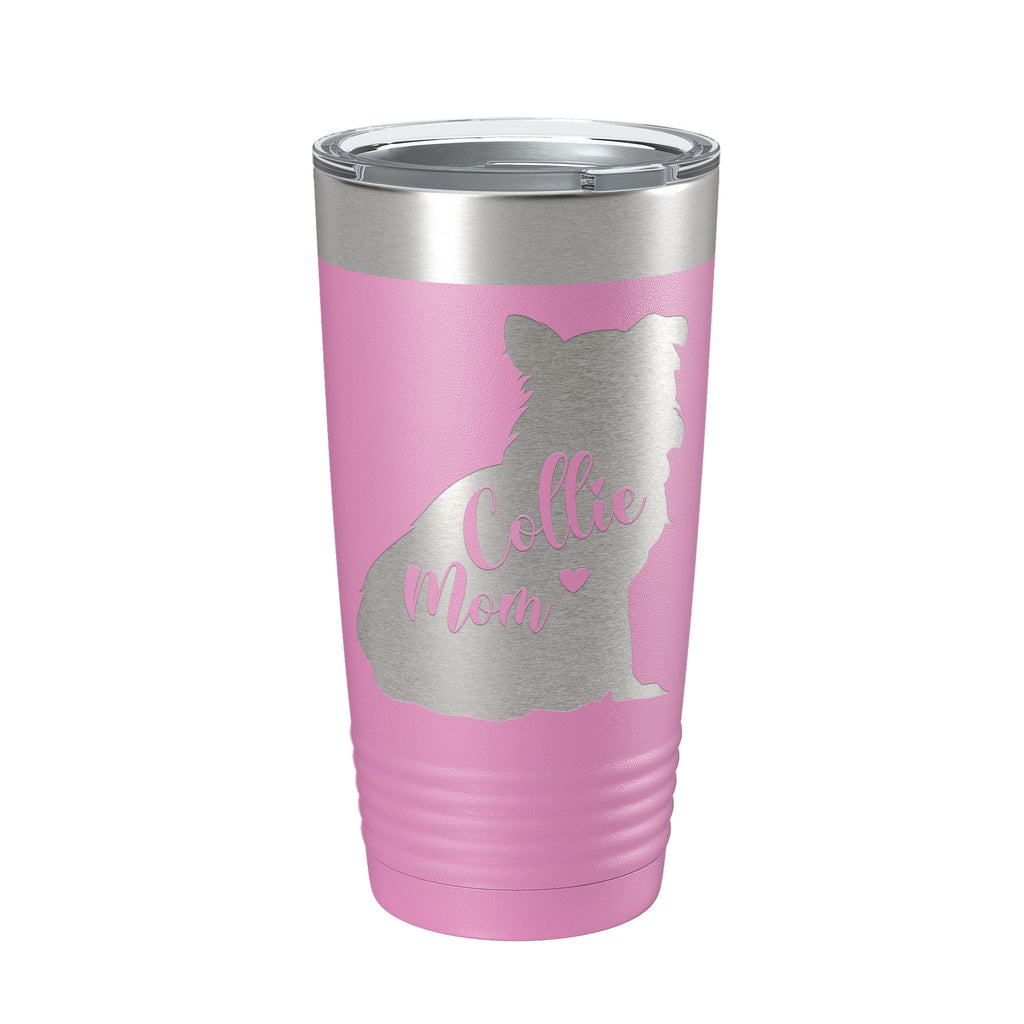 Collie Mom Tumbler Dog Travel Mug Gift Insulated Laser Engraved Coffee Cup 20 oz