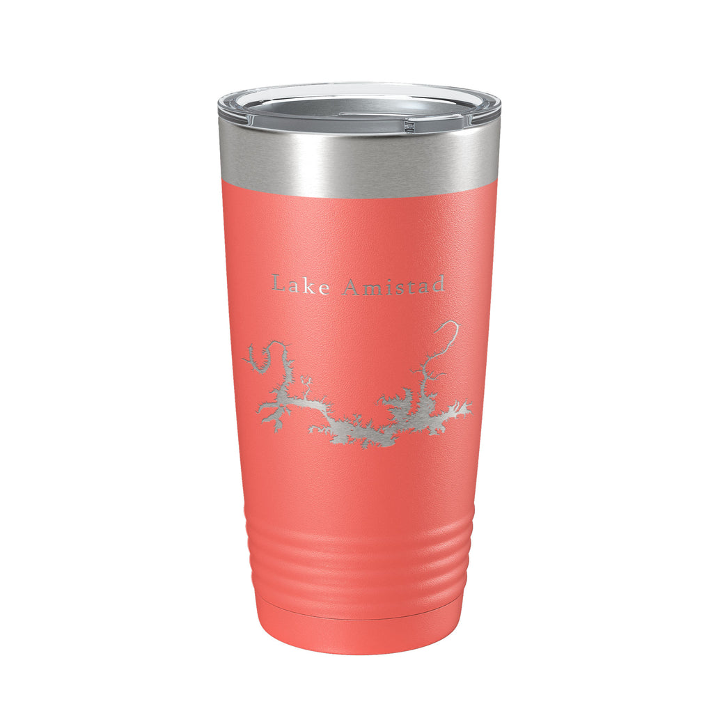 Lake Amistad Reservoir Map Tumbler Travel Mug Insulated Laser Engraved Coffee Cup Texas 20 oz