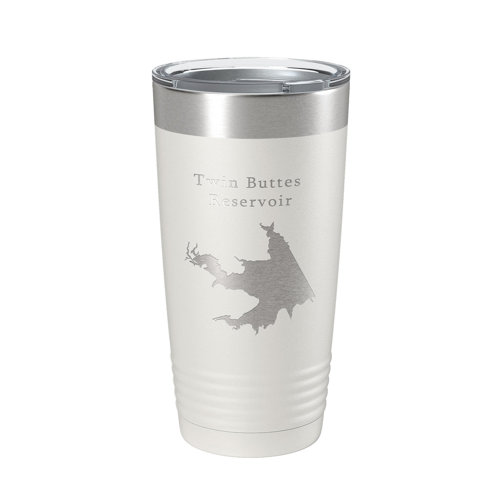 Twin Buttes Reservoir Tumbler Lake Map Travel Mug Insulated Laser Engraved Coffee Cup Texas 20 oz