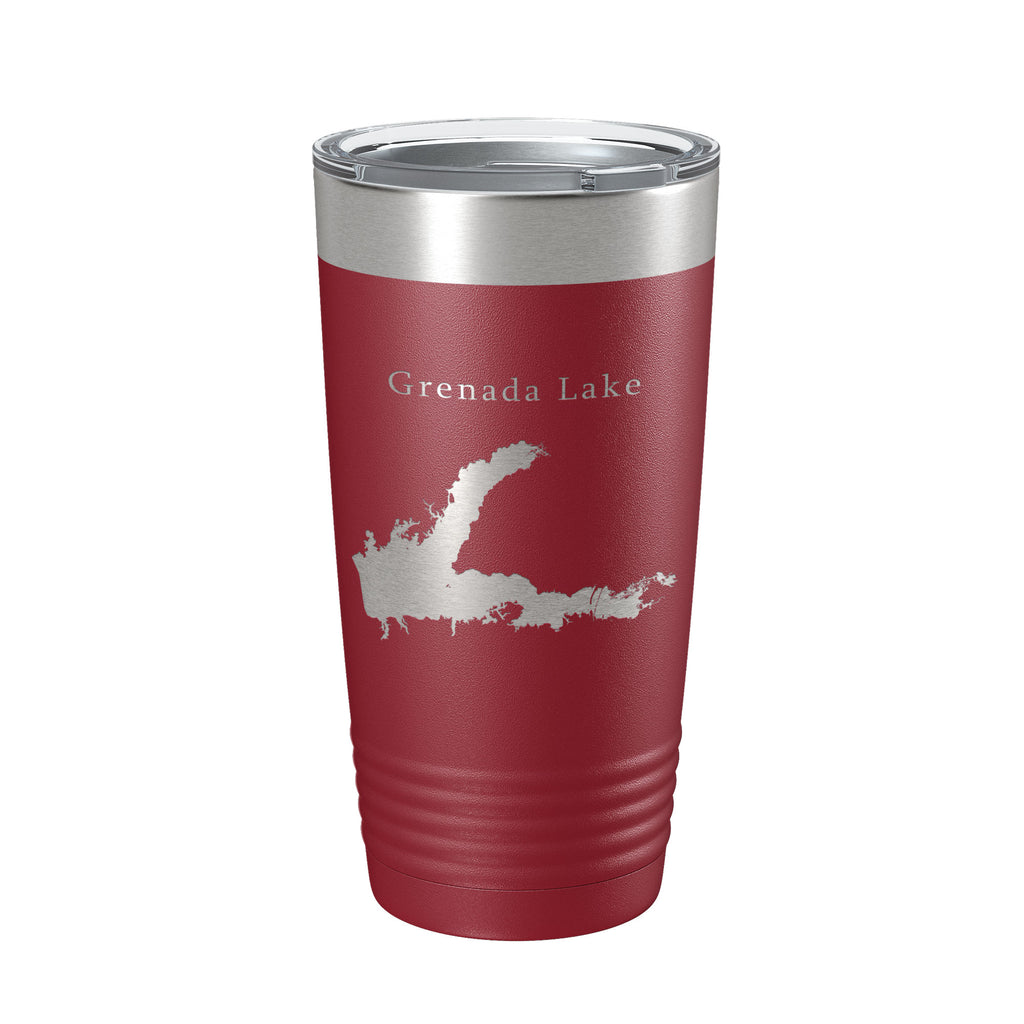 Grenada Lake Map Tumbler Travel Mug Insulated Laser Engraved Coffee Cup Mississippi 20 oz