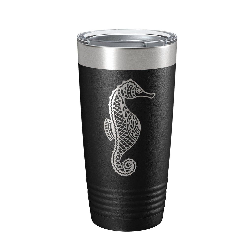 Seahorse Tumbler Zentangle Travel Mug Insulated Laser Engraved Coffee Cup 20 oz
