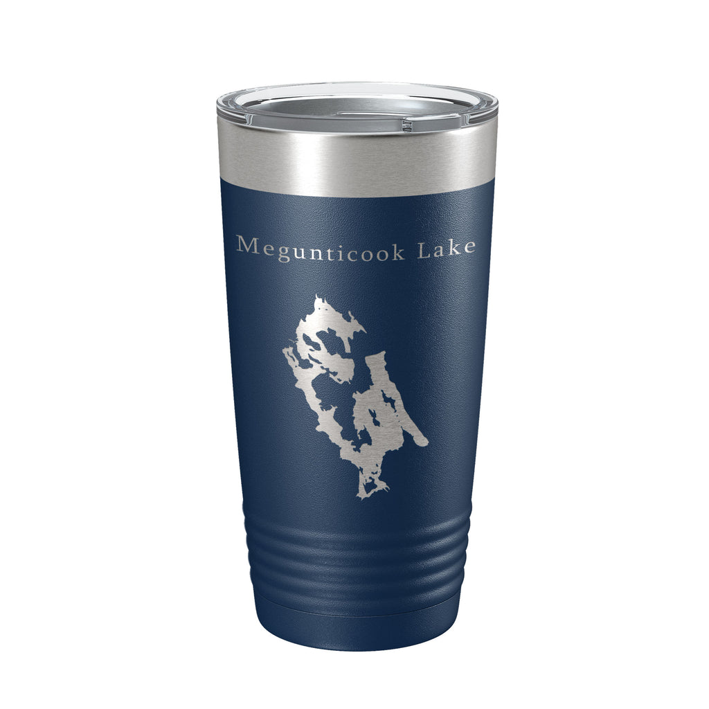 Megunticook Lake Map Tumbler Travel Mug Insulated Laser Engraved Coffee Cup Maine 20 oz
