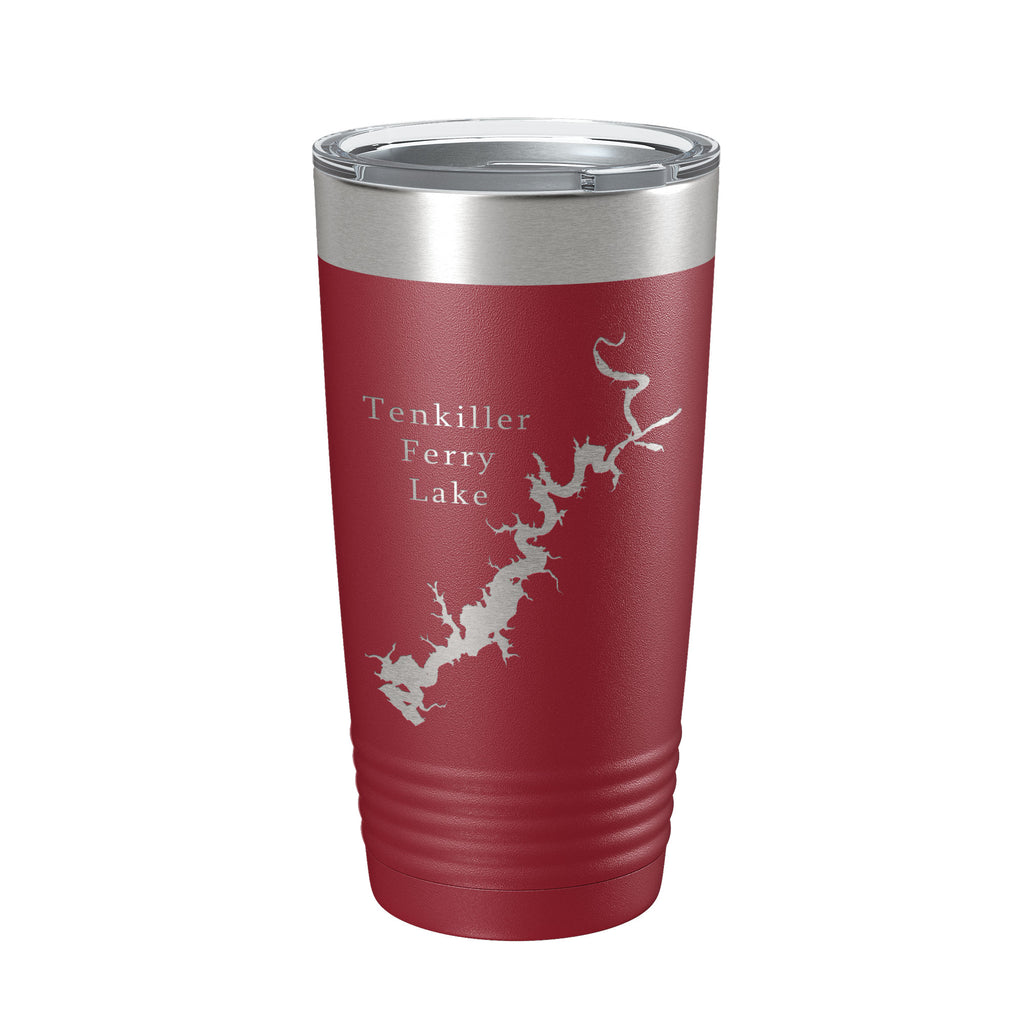 Tenkiller Ferry Lake Map Tumbler Travel Mug Insulated Laser Engraved Coffee Cup Oklahoma 20 oz