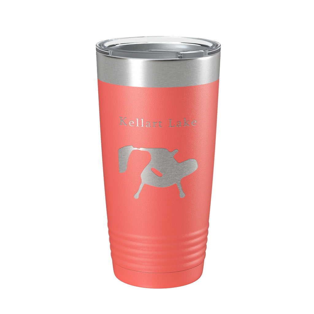 Kellart Lake Map Tumbler Travel Mug Insulated Laser Engraved Coffee Cup Illinois 20 oz