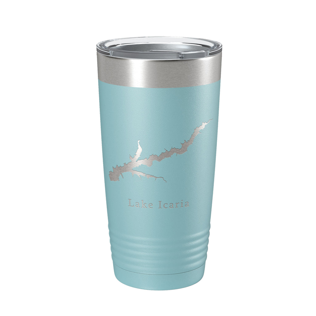 Lake Icaria Map Tumbler Travel Mug Insulated Laser Engraved Coffee Cup Iowa 20 oz