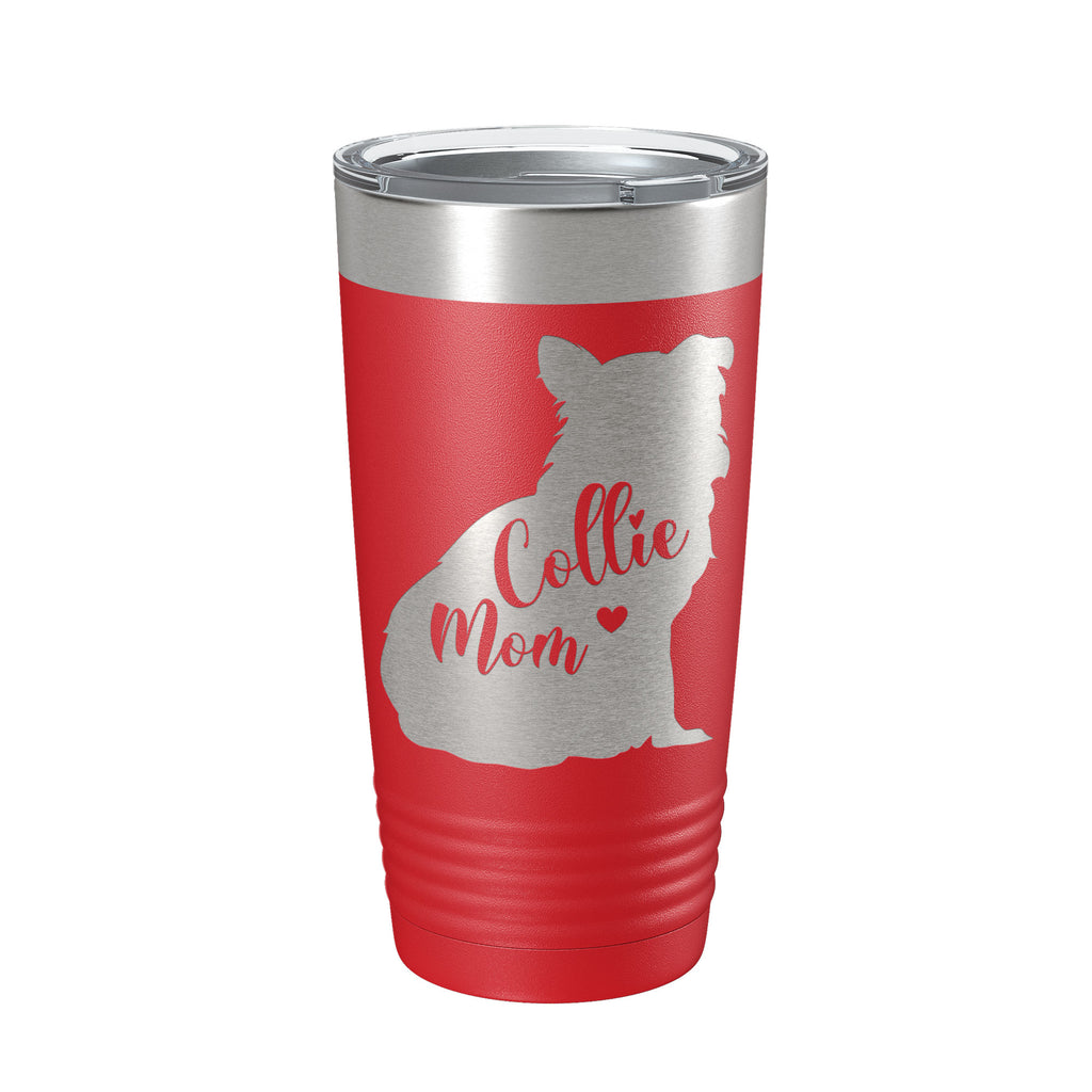 Collie Mom Tumbler Dog Travel Mug Gift Insulated Laser Engraved Coffee Cup 20 oz