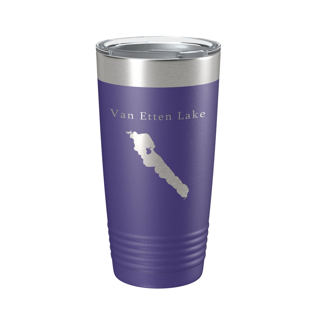 Van Etten Lake Map Tumbler Travel Mug Insulated Laser Engraved Coffee Cup Michigan 20 oz