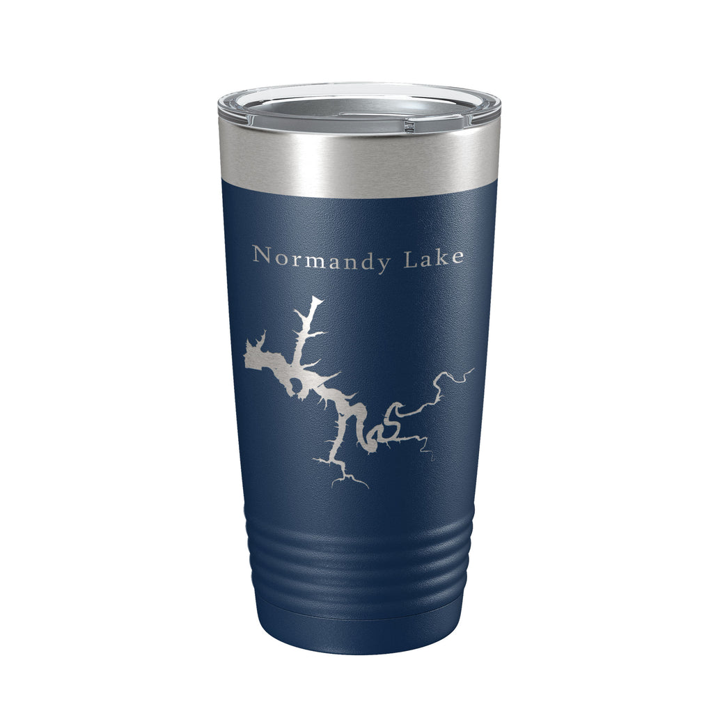 Normandy Lake Map Tumbler Travel Mug Insulated Laser Engraved Coffee Cup Tennessee 20 oz