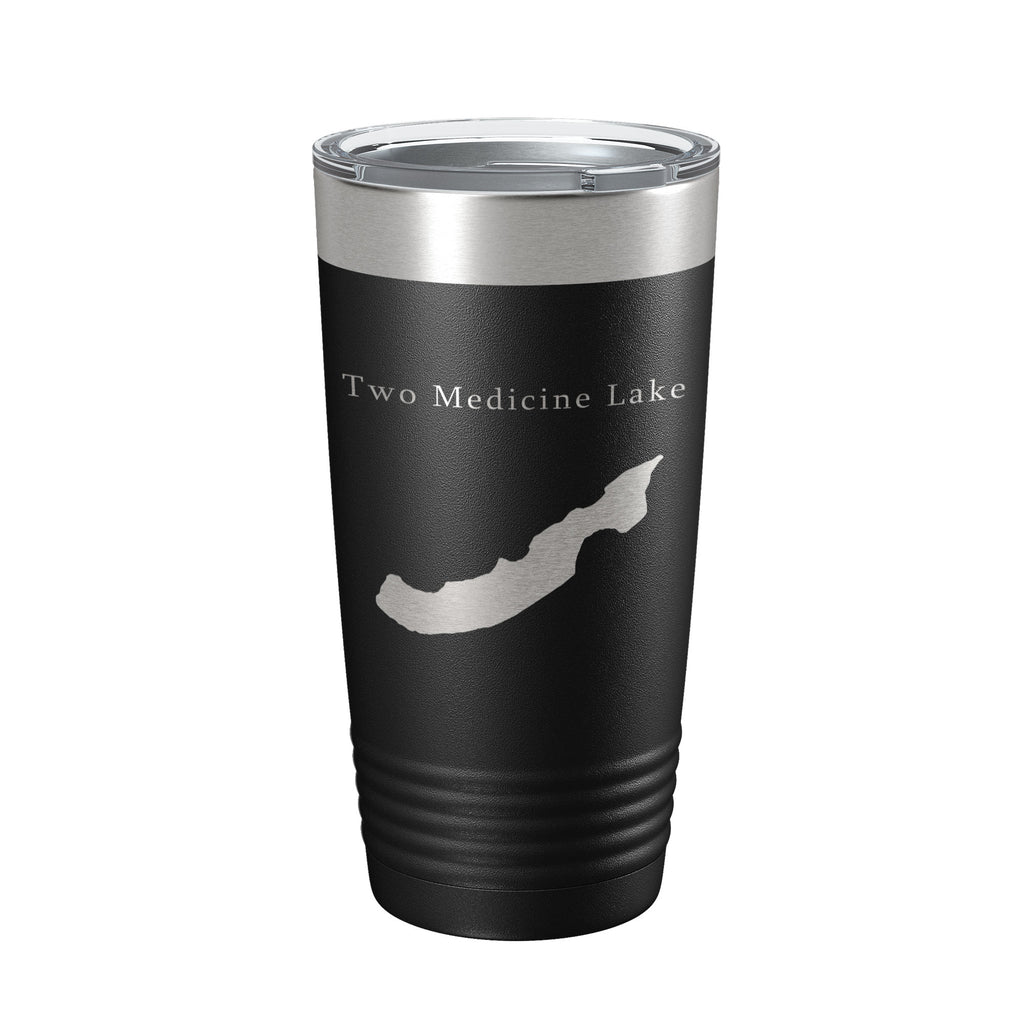 Two Medicine Lake Map Tumbler Travel Mug Insulated Laser Engraved Coffee Cup Montana 20 oz