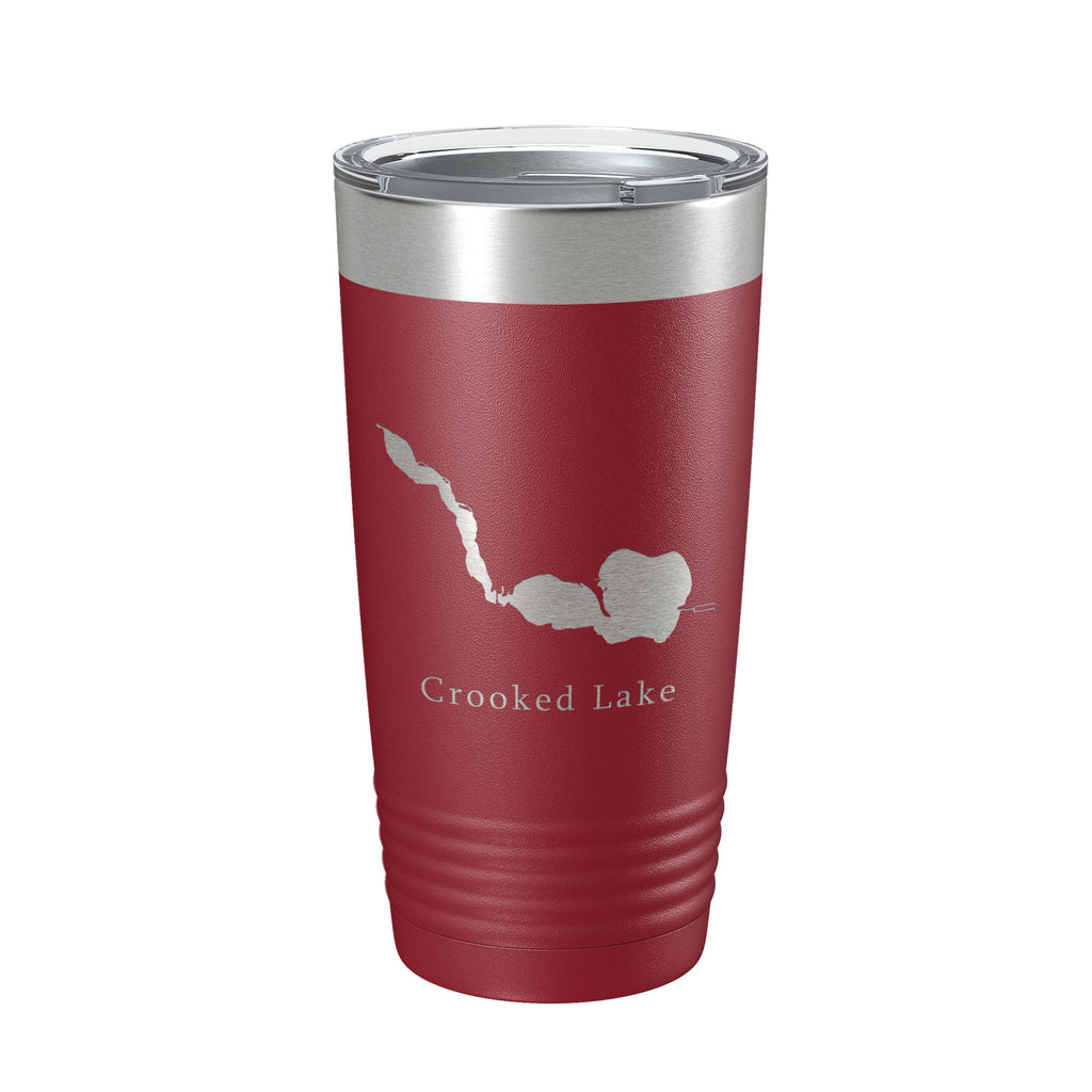 Crooked Lake Map Tumbler Travel Mug Insulated Laser Engraved Coffee Cup Indiana 20 oz