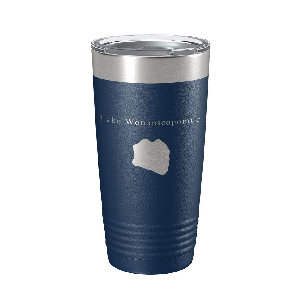 Lake Wononscopomuc Map Tumbler Travel Mug Insulated Laser Engraved Coffee Cup Connecticut 20 oz