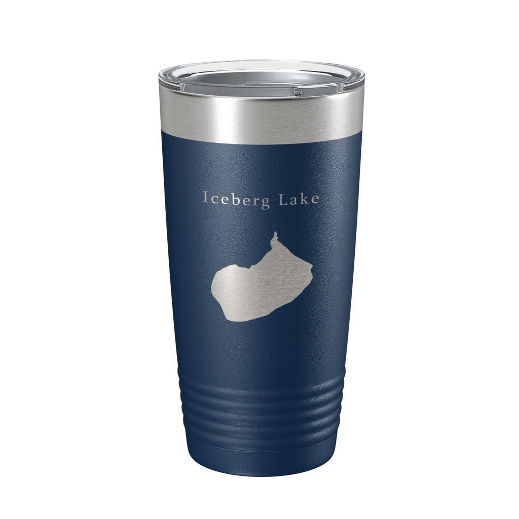 Iceberg Lake Map Tumbler Travel Mug Insulated Laser Engraved Coffee Cup Montana 20 oz