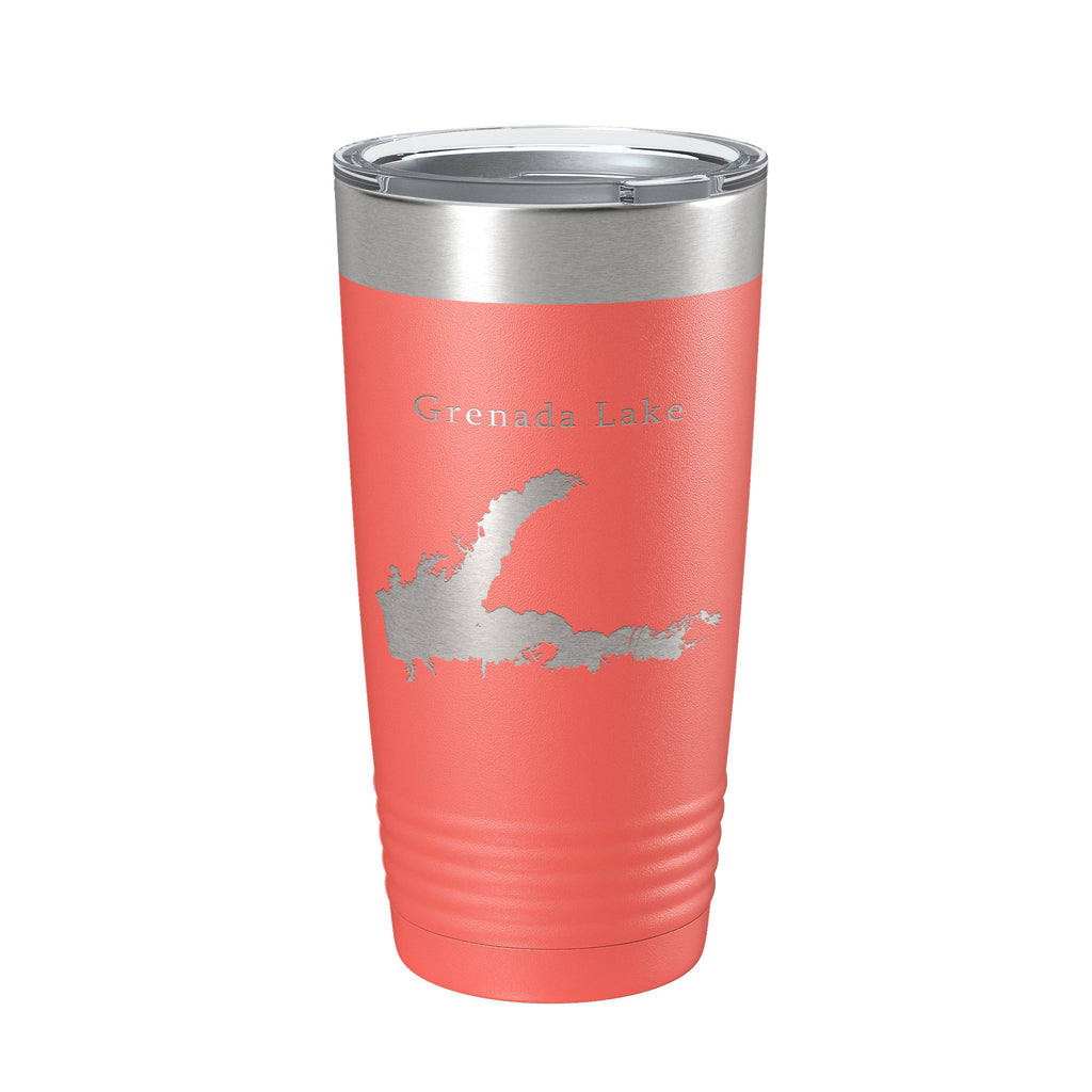 Grenada Lake Map Tumbler Travel Mug Insulated Laser Engraved Coffee Cup Mississippi 20 oz