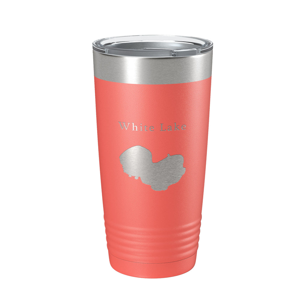 White Lake Map Tumbler Travel Mug Insulated Laser Engraved Coffee Cup Louisiana 20 oz
