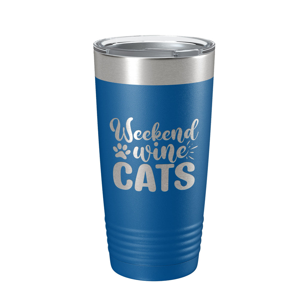 Weekend Wine Cats Tumbler Travel Mug Funny Cat Lover Gift Insulated Laser Engraved Coffee Cup 20 oz
