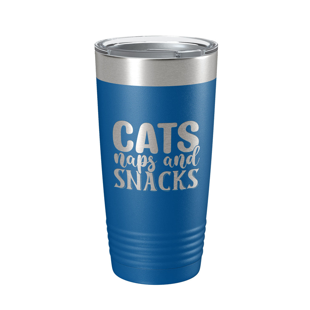 cat travel coffee cup Cats Naps And Snacks Tumbler Travel Mug Funny Cat Lover Gift Insulated Laser Engraved Coffee Cup 20 oz Dark Gray