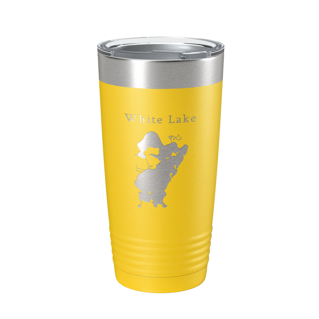 White Lake Map Tumbler Travel Mug Insulated Laser Engraved Coffee Cup Michigan 20 oz