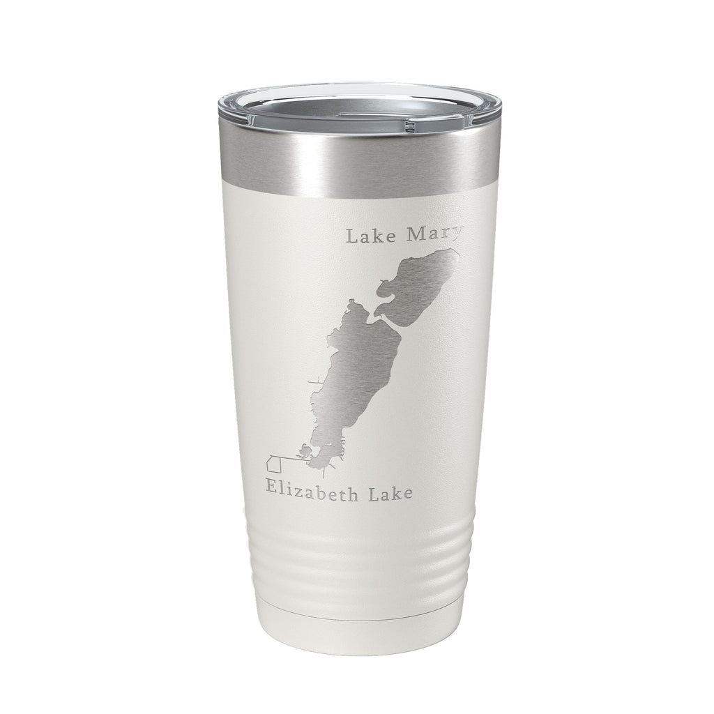 Lakes Mary & Elizabeth Map Tumbler Travel Mug Insulated Laser Engraved Coffee Cup Illinois Wisconsin 20 oz