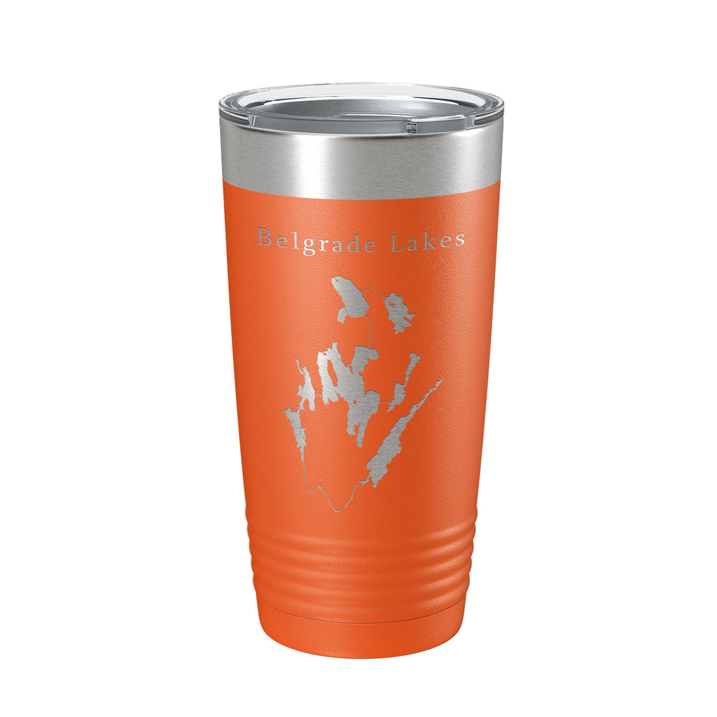 Belgrade Lakes Map Tumbler Travel Mug Insulated Laser Engraved Coffee Cup Maine 20 oz
