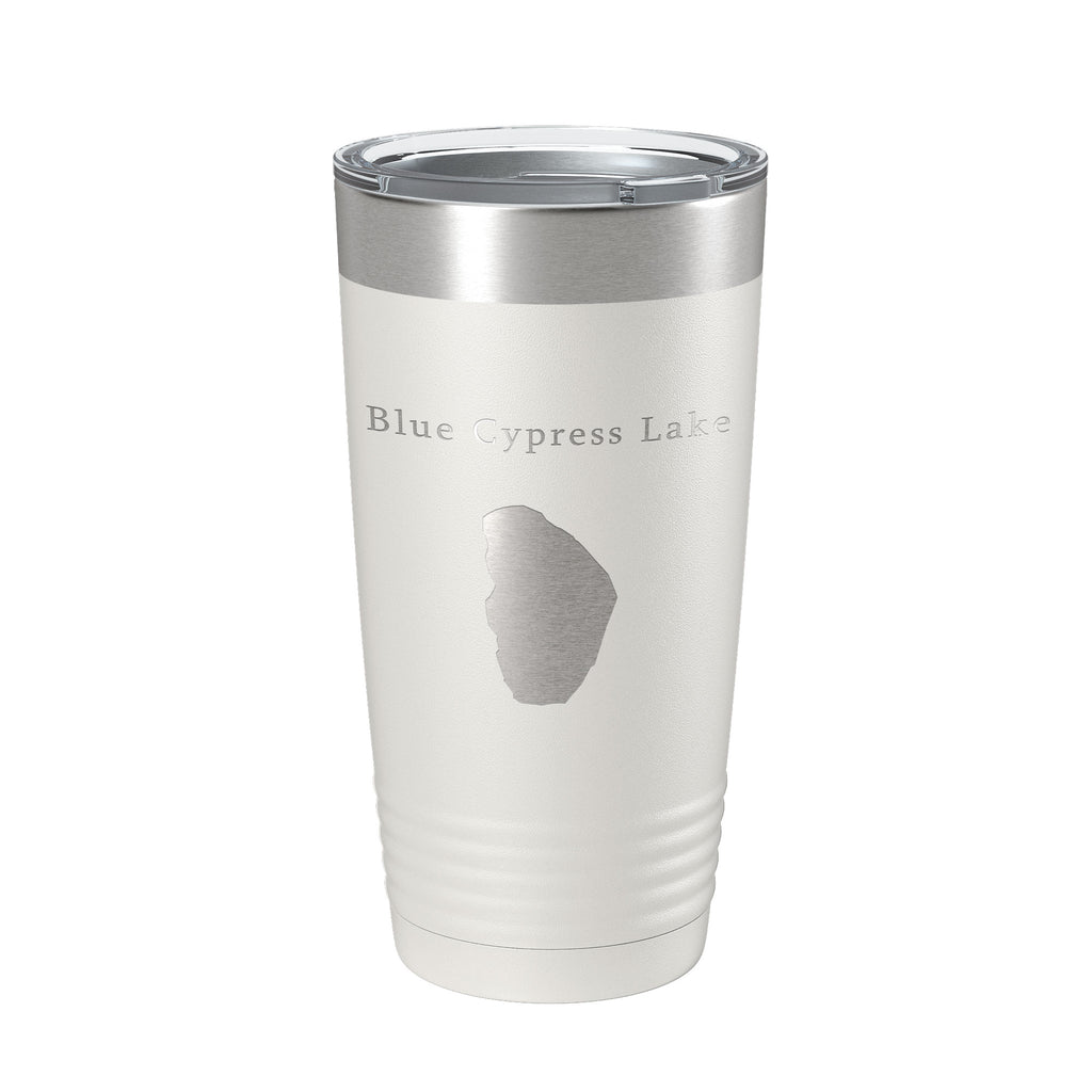 Blue Cypress Lake Map Tumbler Travel Mug Insulated Laser Engraved Coffee Cup Florida 20 oz
