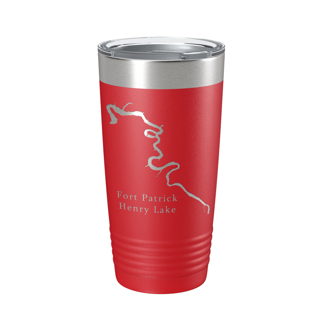 Fort Patrick Henry Lake Map Tumbler Travel Mug Insulated Laser Engraved Coffee Cup Tennessee 20 oz