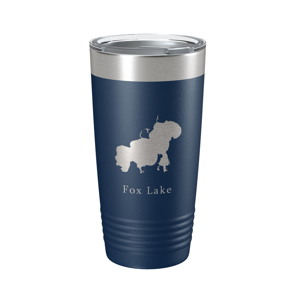Fox Lake Map Tumbler Travel Mug Insulated Laser Engraved Coffee Cup Illinois 20 oz