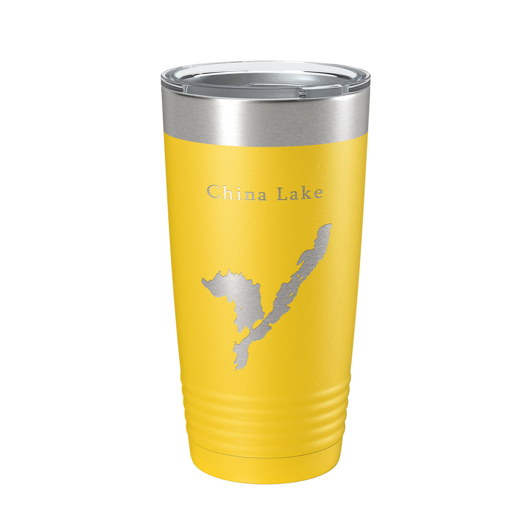 China Lake Map Tumbler Travel Mug Insulated Laser Engraved Coffee Cup Maine 20 oz