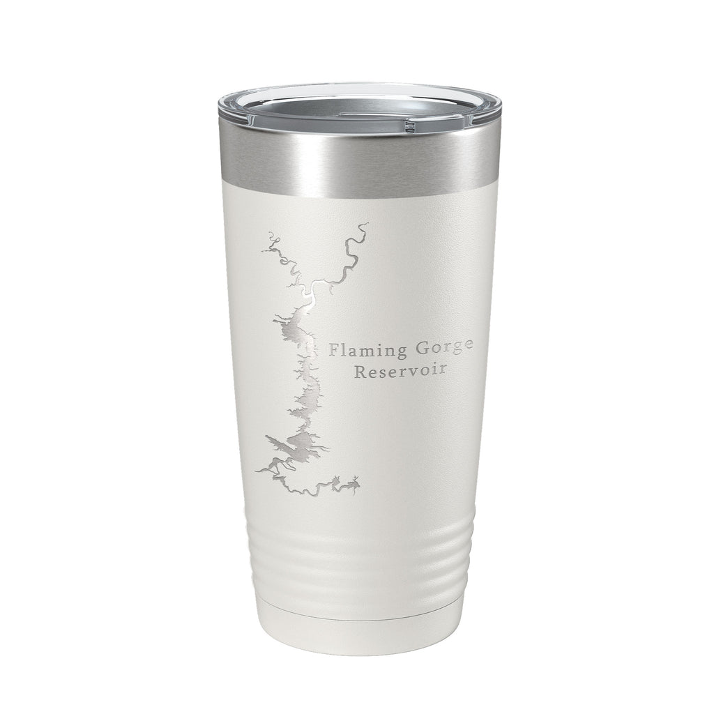 Flaming Gorge Reservoir Tumbler Lake Map Travel Mug Insulated Laser Engraved Coffee Cup Utah Wyoming 20 oz