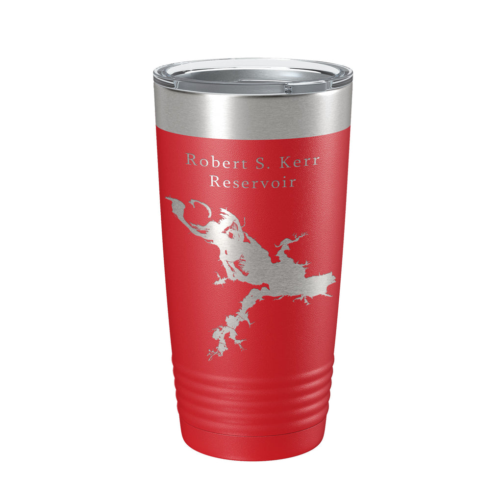 Robert S. Kerr Reservoir Tumbler Lake Map Travel Mug Insulated Laser Engraved Coffee Cup Oklahoma 20 oz