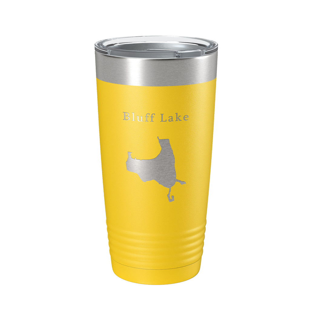 Bluff Lake Map Tumbler Travel Mug Insulated Laser Engraved Coffee Cup Illinois 20 oz