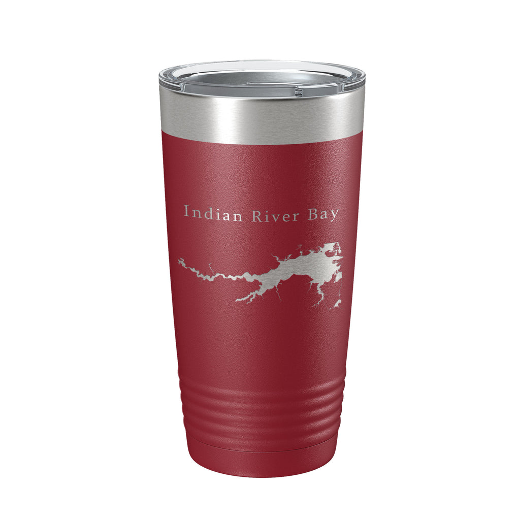 Indian River Bay Tumbler Lake Map Travel Mug Insulated Laser Engraved Coffee Cup Delaware 20 oz