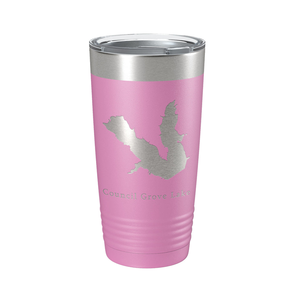 Council Grove Lake Map Tumbler Travel Mug Insulated Laser Engraved Coffee Cup Kansas 20 oz