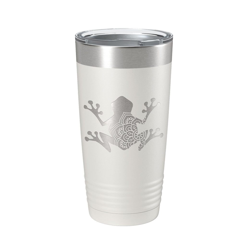 Frog Mandala Tumbler Travel Mug Insulated Laser Engraved Coffee Cup Frog Zentangle Pattern Design Gift 20 oz
