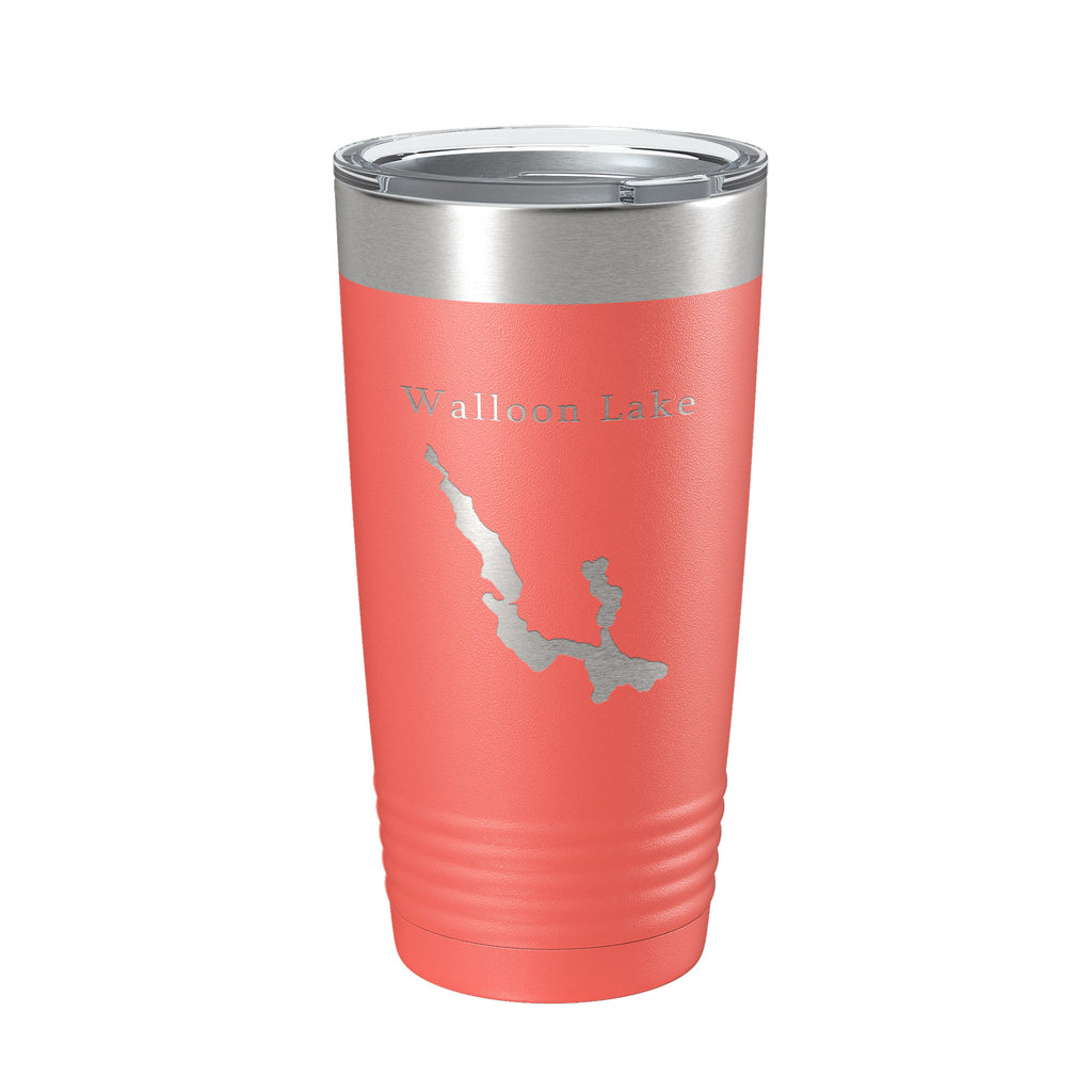 Walloon Lake Map Tumbler Travel Mug Insulated Laser Engraved Coffee Cup Michigan 20 oz